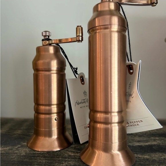 Hearth & Hand with Magnolia SALT & PEPPER Crank Grinder Mill Copper Finish Set - Picture 2 of 5